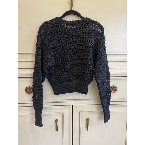 Rebecca Minkoff Nova Crochet‎ Sweater Black XS NWT $198 Cotton Blend - Picture 7 of 8